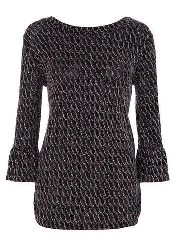 Dorothy Perkins *quiz Black And Bronze Frill Sleeve Top