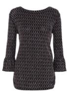 Dorothy Perkins *quiz Black And Bronze Frill Sleeve Top