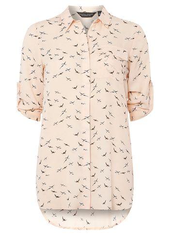 Dorothy Perkins Blush Longline Bird Print Shirt
