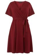 Dorothy Perkins *dp Curve Burgundy Short Sleeve Fit And Flare Dress