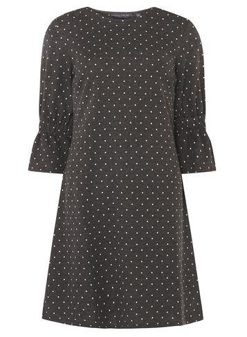 Dorothy Perkins *tall Grey Spotted Swing Dress