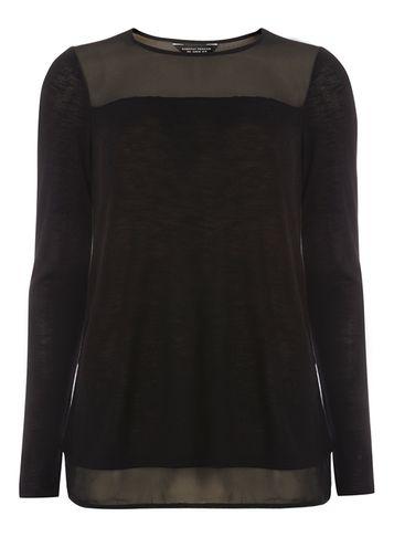 Dorothy Perkins Black Chiffon Yoke Wrap Back Top