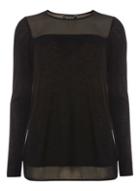 Dorothy Perkins Black Chiffon Yoke Wrap Back Top