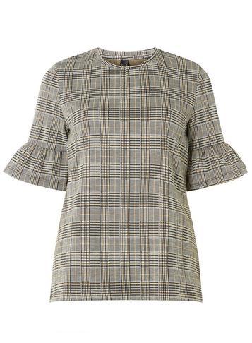 Dorothy Perkins *vero Moda Grey And Yellow Checked Top