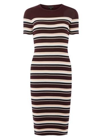 Dorothy Perkins Burgundy Stripe Knitted Dress