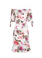 *billie & Blossom Grey Floral Print Bardot Dress