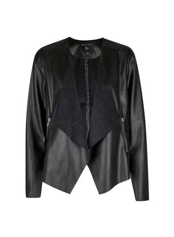 Dorothy Perkins Black Faux Leahter Watefall Jacket