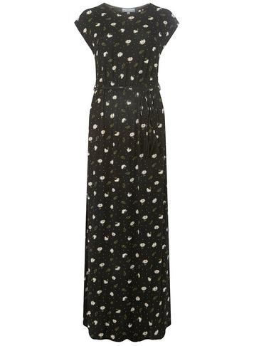 Dorothy Perkins *tall Black Daisy Spot Tie Waist Maxi Dress