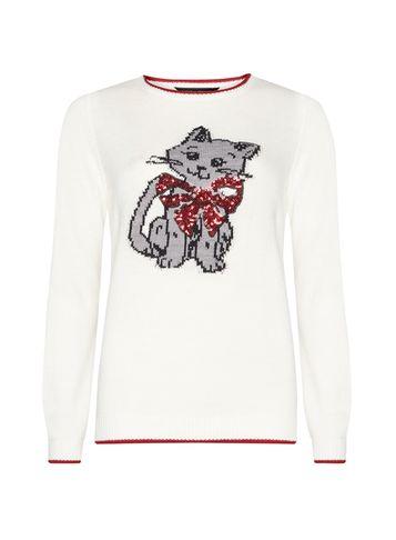 Dorothy Perkins Ivory Cat Motif Jumper