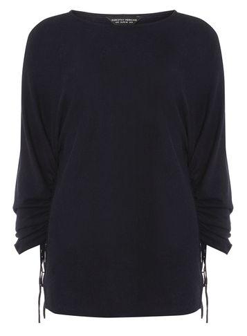 Dorothy Perkins Navy Ruched Sleeve Batwing Jumper