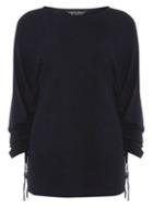 Dorothy Perkins Navy Ruched Sleeve Batwing Jumper