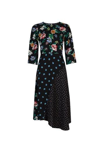 Dorothy Perkins Multi Colour Ditsy Print Asymmetric Midi Dress