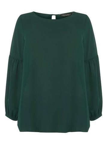 Dorothy Perkins *dp Curve Green Balloon Sleeve Blouse