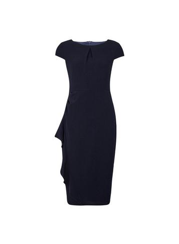 *luxe Navy Frill Side Crepe Dress