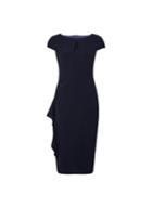 *luxe Navy Frill Side Crepe Dress