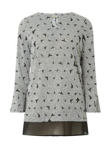 Dorothy Perkins *billie & Blossom Tall Grey Swallow Trim Blouse