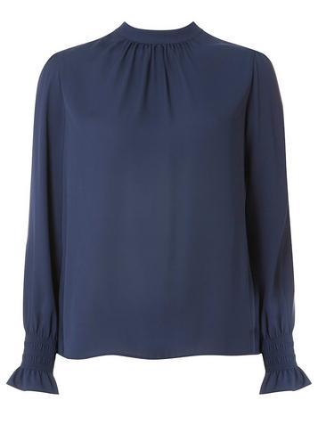 Dorothy Perkins Navy Shirred Cuff Top