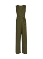 Dorothy Perkins Khaki Rib Wrap D-ring Jumpsuit
