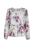 *billie & Blossom Grey Floral Print Wrap Blouse