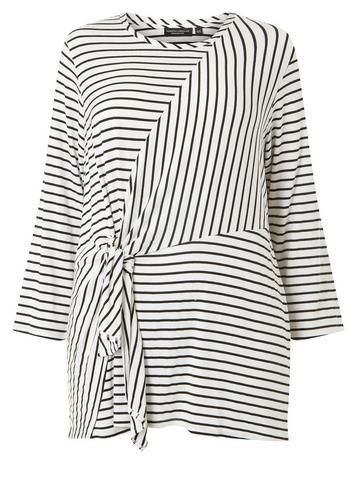 Dorothy Perkins *dp Curve Monochrome Striped Knot Front Top