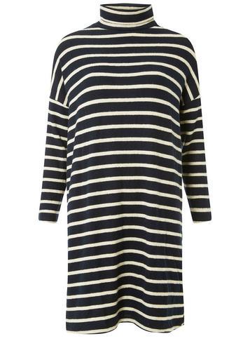 Dorothy Perkins Navy Striped Brushed Knitted Dress