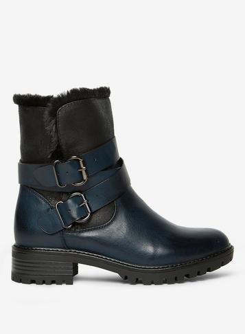Dorothy Perkins Black 'arctic' Biker Boots