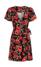 Dorothy Perkins *black Rose Print Wrap Dress