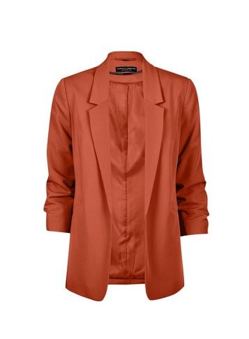 Dorothy Perkins Petite Brown Ruched Sleeve Jacket