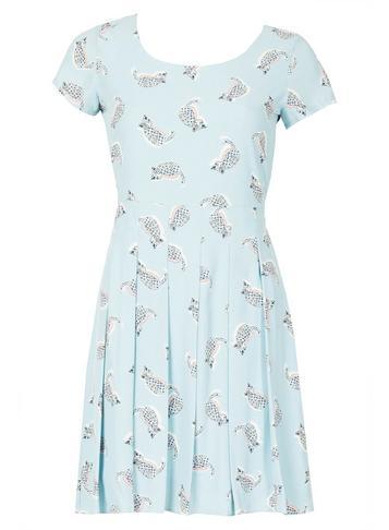 Dorothy Perkins *tenki Blue Cat Print Skater Dress