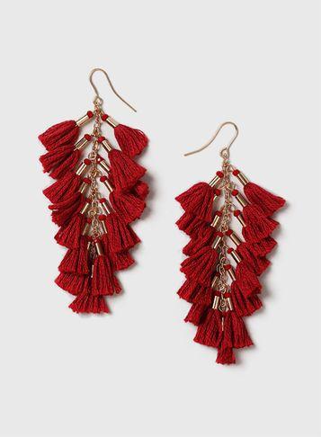 Dorothy Perkins Red Tassel Earrings