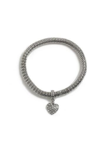 Dorothy Perkins Silver Heart Charm Bracelet