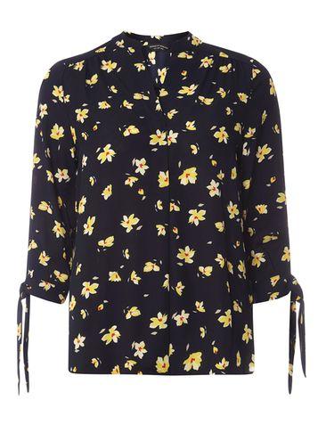 Dorothy Perkins Navy Floral Tie Cuff Shirt