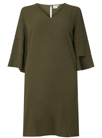 Dorothy Perkins *juna Rose Curve Khaki Ruffle Shift Dress