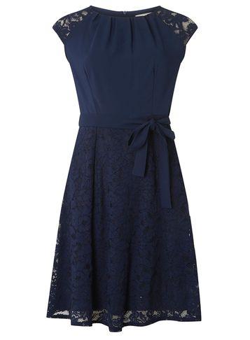 Dorothy Perkins *billie & Blossom Navy Lace Soft Belted Dress