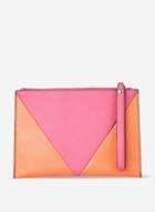 Dorothy Perkins Pink And Orange Panel Wristlet Clutch Bag