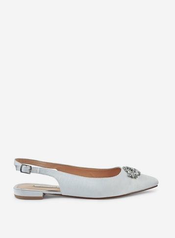 *showcase Blue Petrona Jewelled Flat Court Shoes