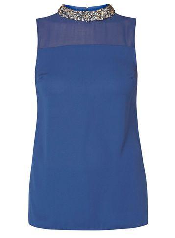 Dorothy Perkins Navy High Neck Top