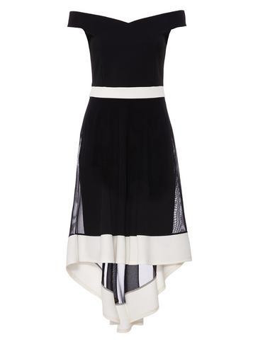 Dorothy Perkins *quiz Black Bardot Dip Hem Skater Dress