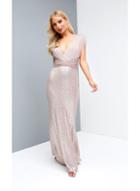 Dorothy Perkins *little Mistress Grey Halter Neck Sequin Maxi Dress