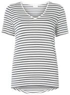 *vila Navy And White Striped V-neck T-shirt