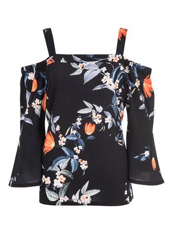 Dorothy Perkins *quiz Multi Coloured Floral Print Cold Shoulder Top