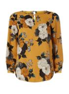 Dorothy Perkins Petite Ochre Tab Floral Print Top