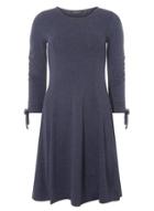 Dorothy Perkins Navy Ruched Sleeve Fit And Flare Dress