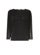Dorothy Perkins Petite Black Sequin Trim Batwing Top
