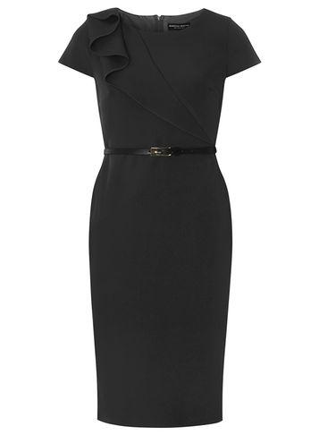 Dorothy Perkins Black Ruffle Belted Pencil Dress