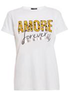 *quiz White Amore Foil Slogan T-shirt