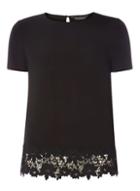 Dorothy Perkins Black Crochet Hem T-shirt