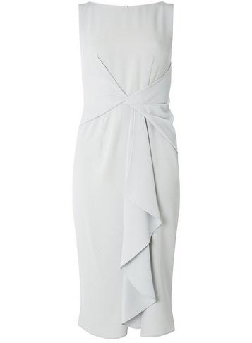 *luxe Grey Frill Manipulated Midi Dress