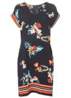 Dorothy Perkins Navy Floral Print Striped Shift Dress