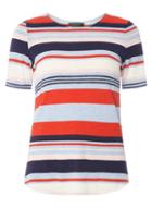 Dorothy Perkins Red Striped Curve Hem T-shirt